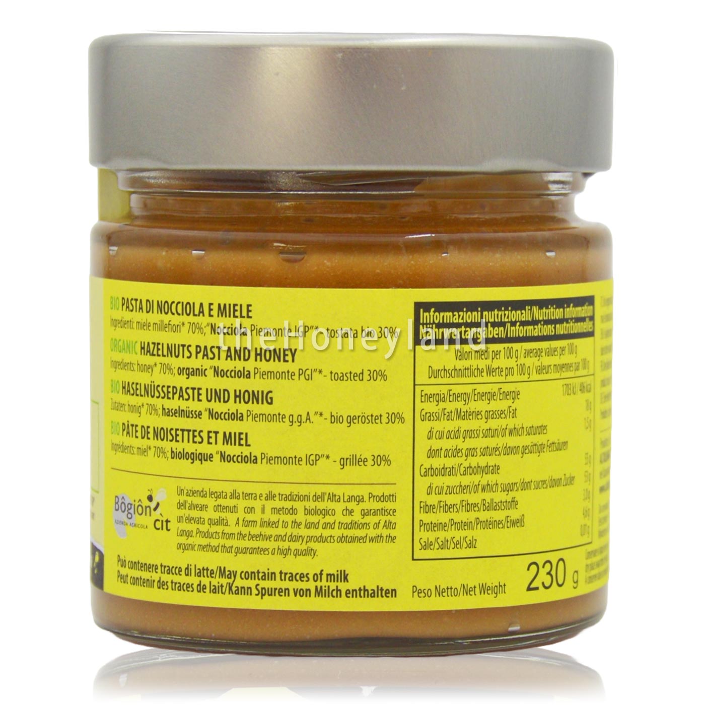 Crema di miele e nocciole bio IGP delle Langhe