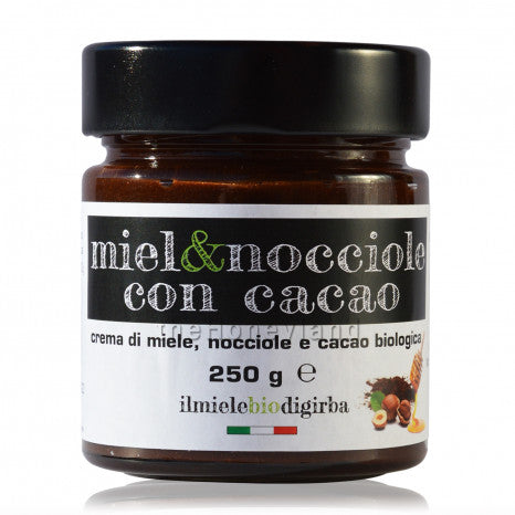 Crema di cacao bio con nocciole IGP e miele del Piemonte