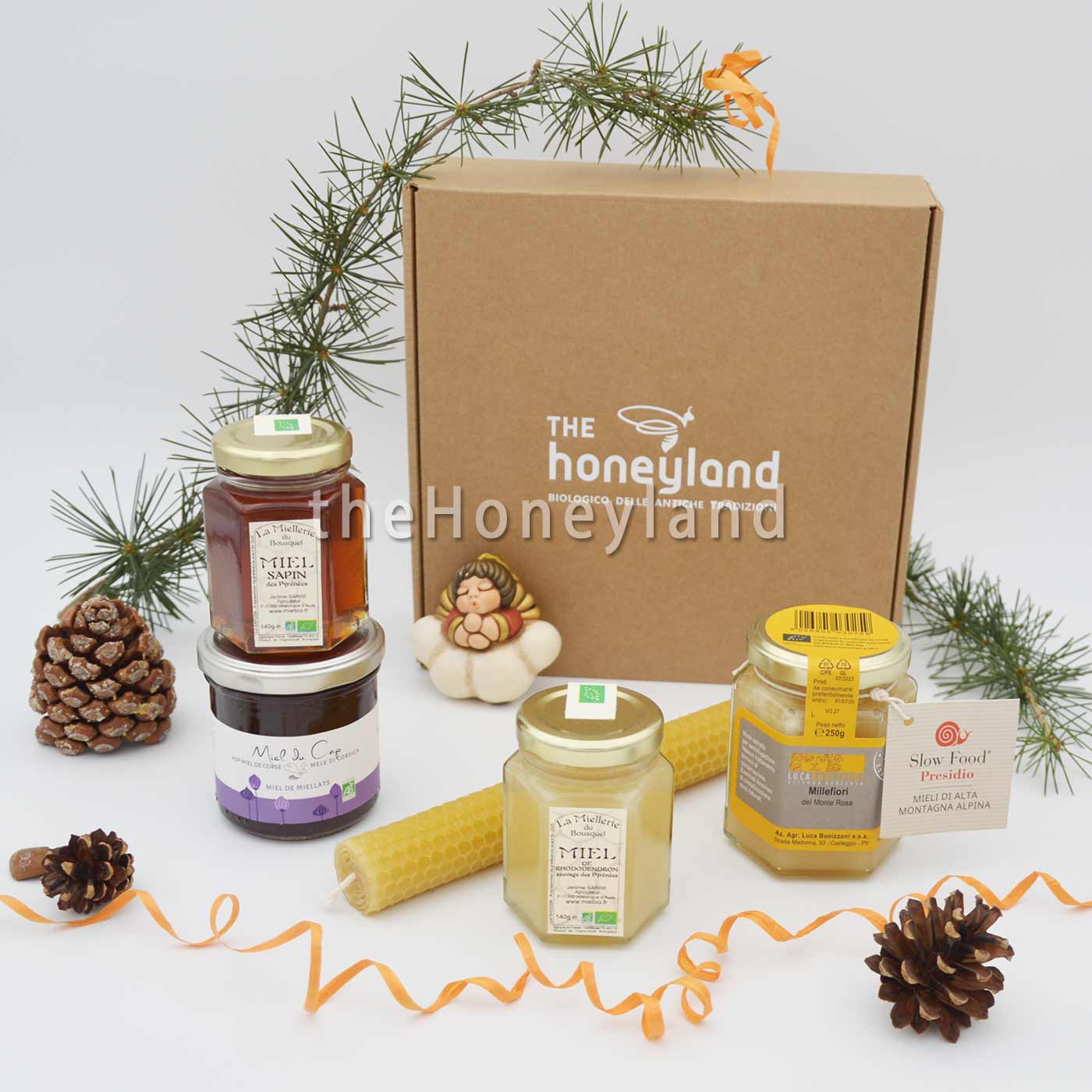 Confezione Natale miele biologico raro delle Alpi, Pirenei e Corsica