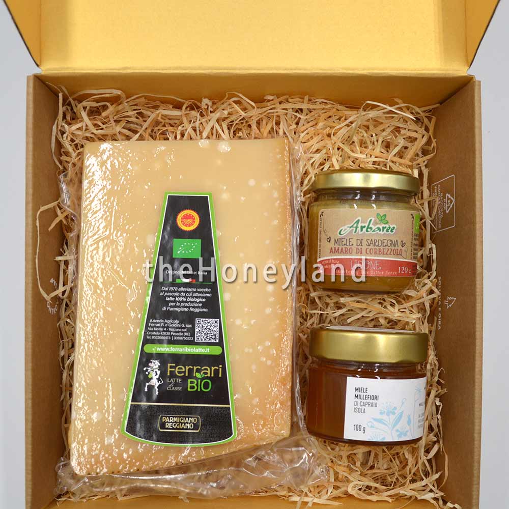 Parmigiano reggiano regalo con Miele TheHoneyland corbezzolo
