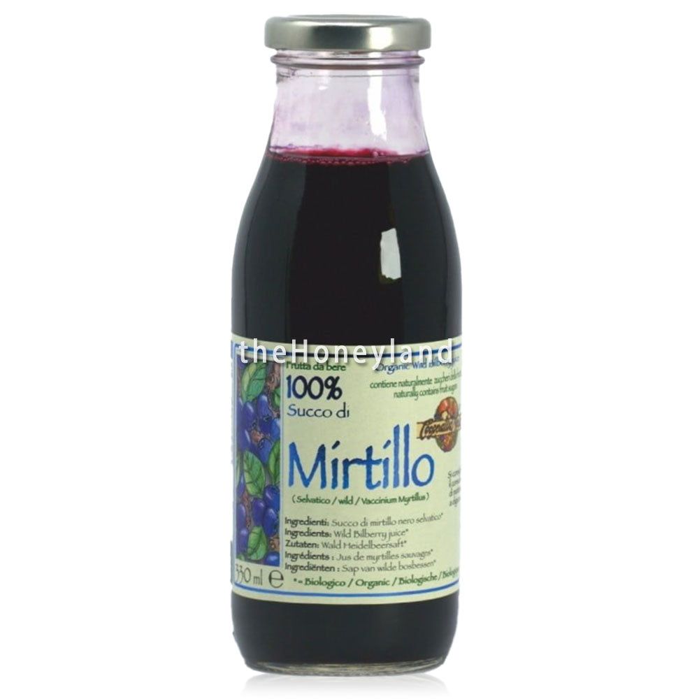 Pure wild blueberry juice with no added sugar.