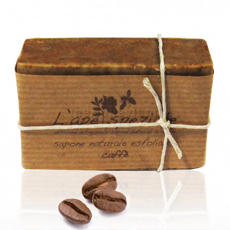Natural exfoliating soap with organic honey and coffee