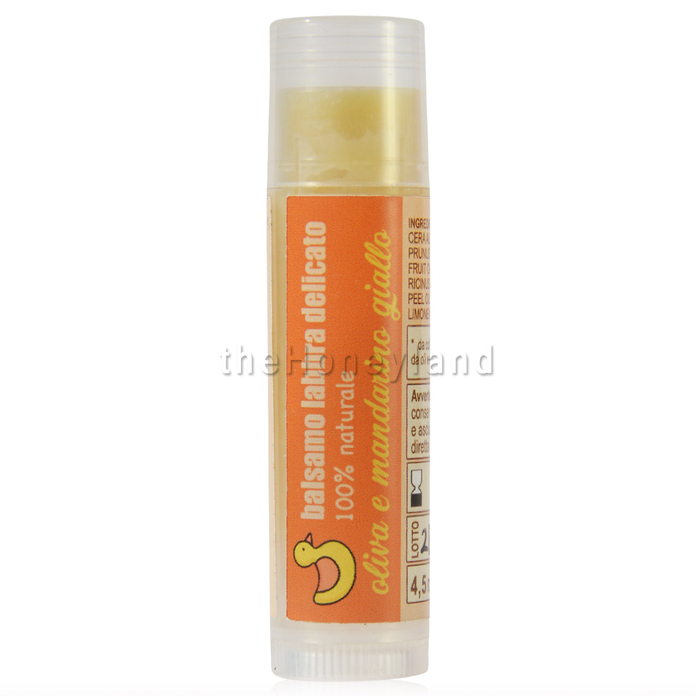 Lip balm with organic beeswax, extra virgin olive oil and Sicilian mandarin
