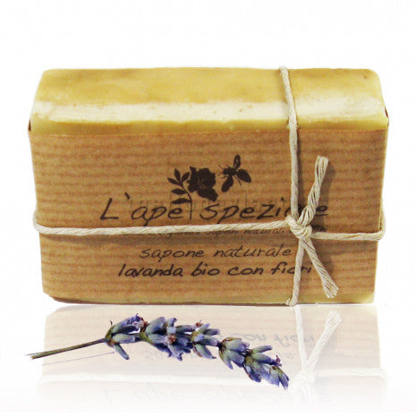 Natural soap with honey and organic lavender flowers