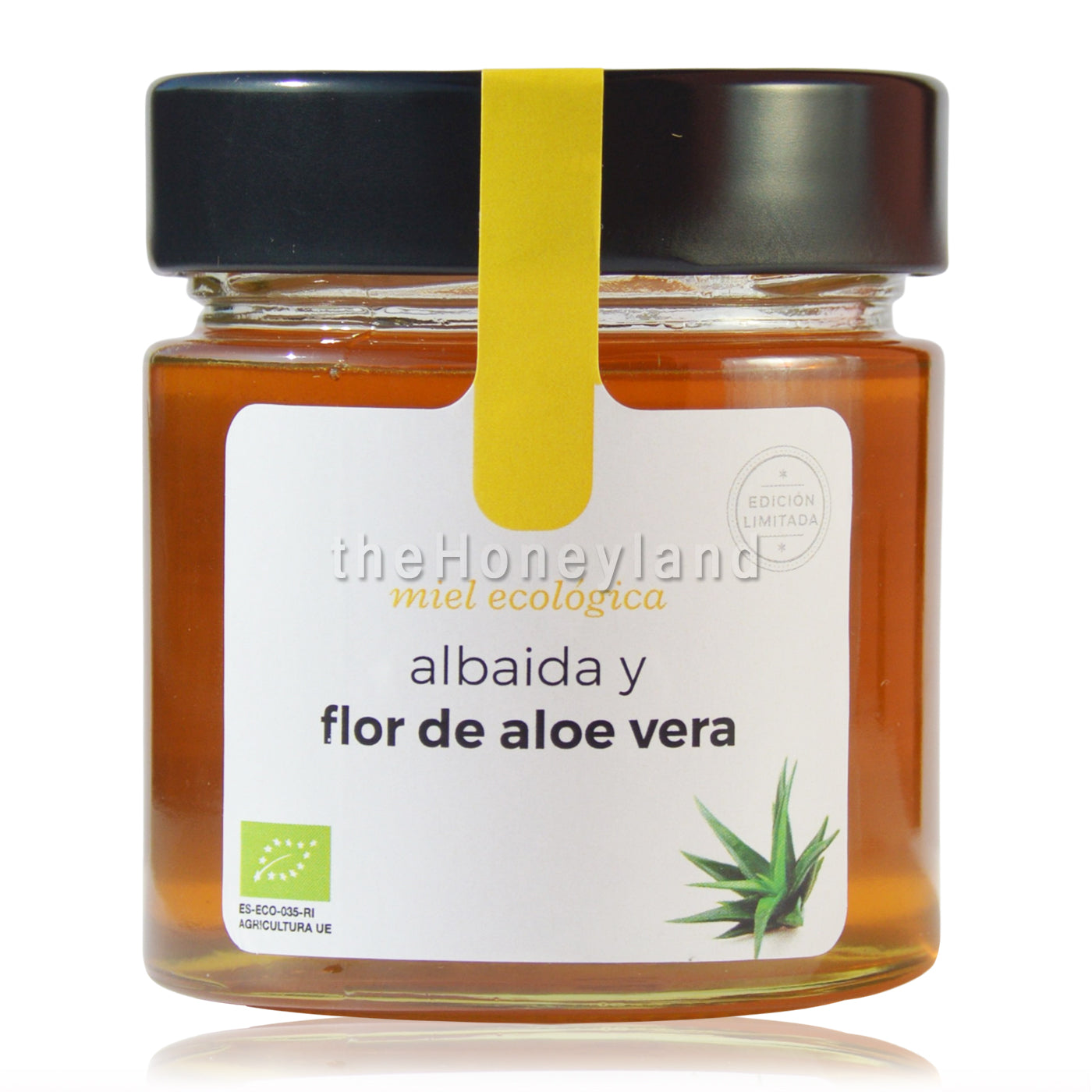 Organic albaida honey and aloe flowers